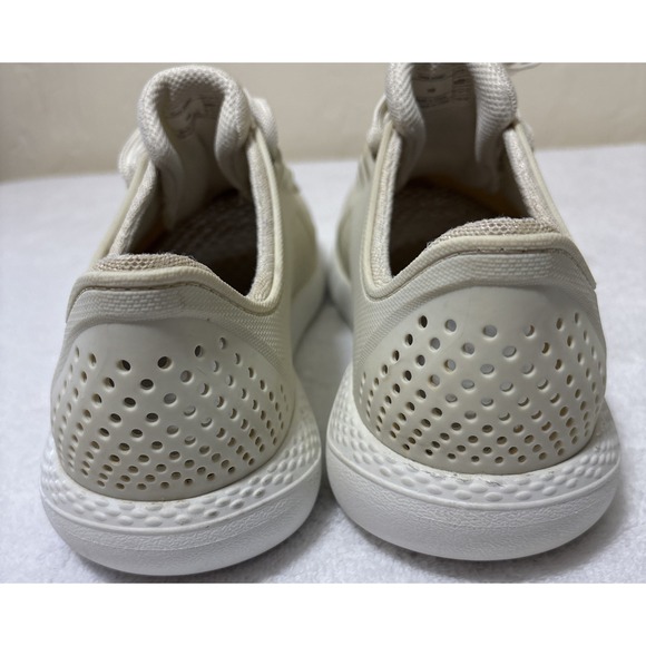 Crocs LiteRide Pacer sneakers Men's 9 Almost White Comfort LaceUp Preppy - Picture 4 of 7